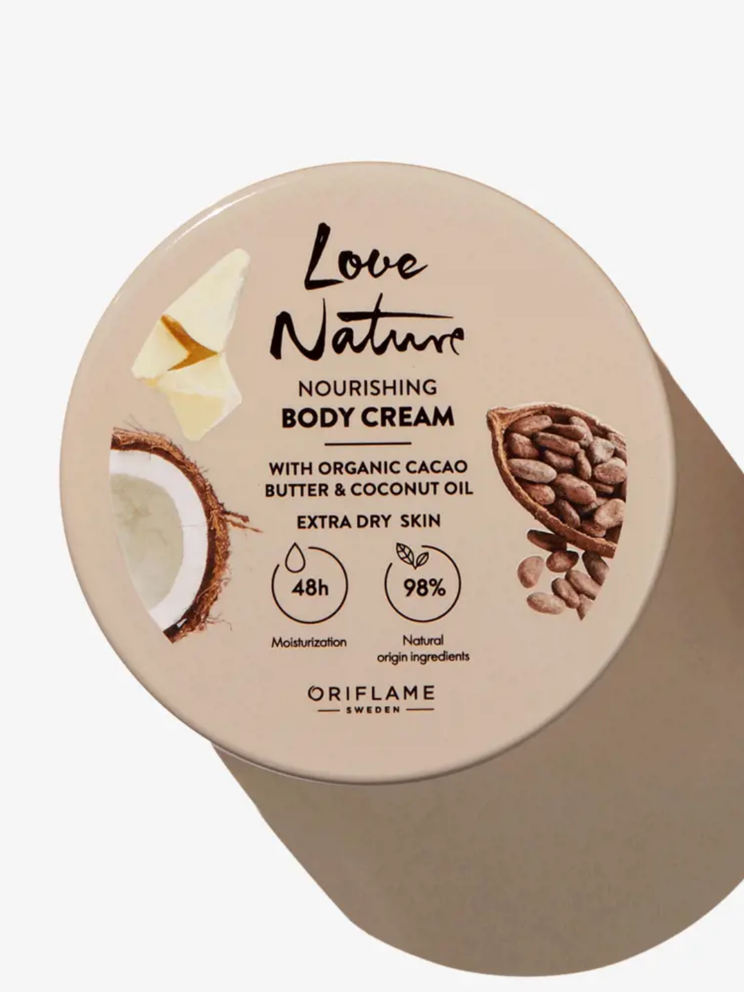 Питательный крем для тела с органическим маслом какао и кокоса Love Nature