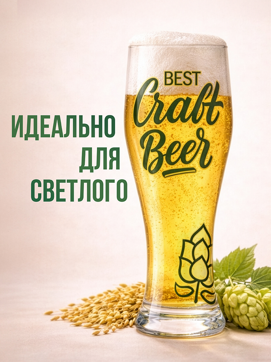 Бокал для пива 500 мл с принтом, подарочная упаковка — фото 1