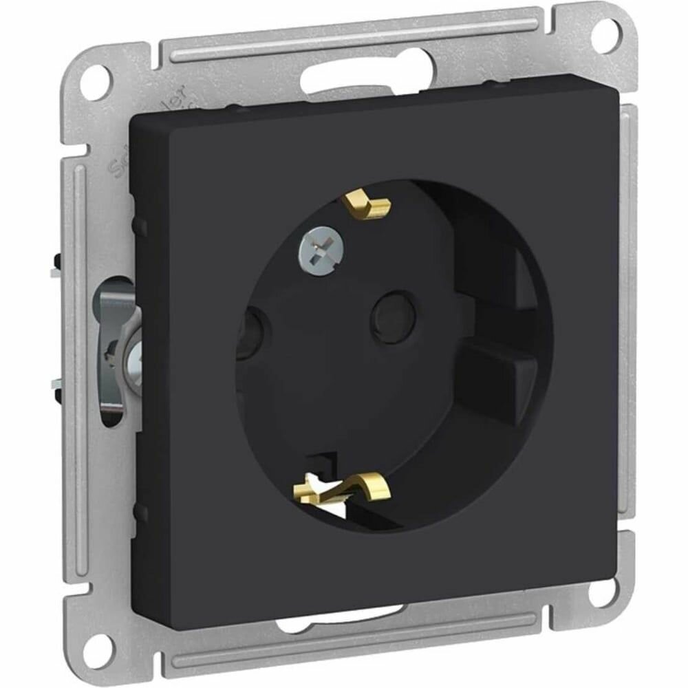 Розетка 1-м СП AtlasDesign 16А IP20 с заземл. защ. шторки механизм карбон SE ATN001045