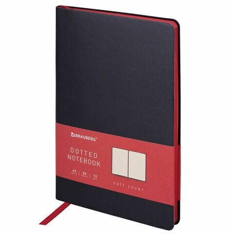Блокнот А5 (148x218 мм), BRAUBERG "Metropolis Mix", под кожу, 80 л, в точку, черный, 113314
