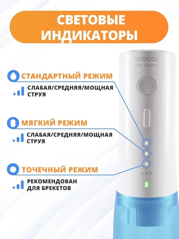 Портативный ирригатор для полости рта XIAOMI SOOCAS W3 PRO синий — фото 1