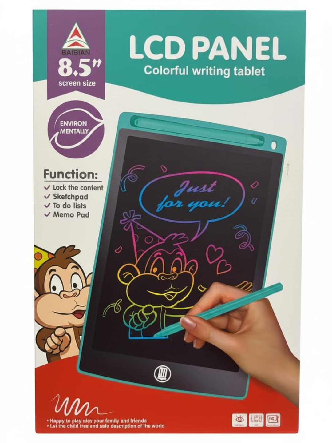 Электронный LCD планшет для рисования и письма, чувствительный к нажатию экран, с кнопкой