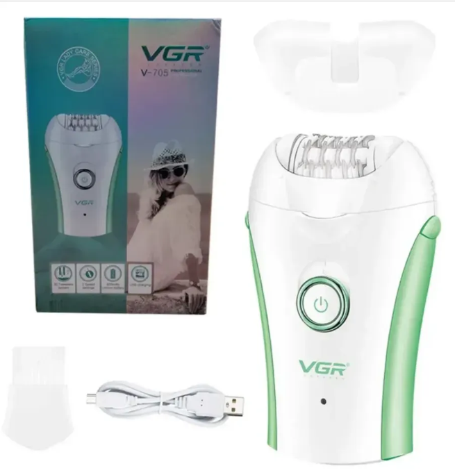 Эпилятор VGR V-705: 32 пинцета, 2 скорости, USB зарядка и литиевый заряд.