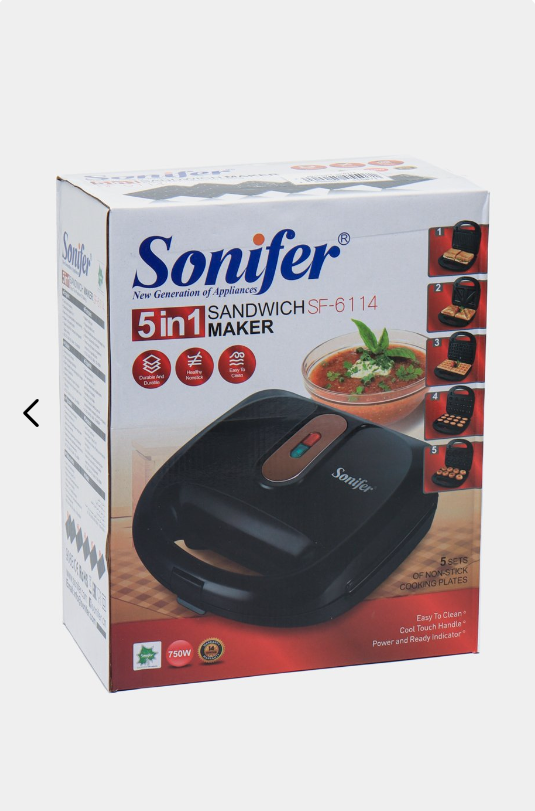 Сэндвичница / Мини-пекарня 5 в 1 Sonifer SF-6114 — мультипекарь с комплектом сменных панелей — фото 1