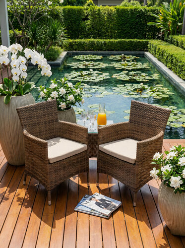 Изображение товара Кресло из искусственного ротанга Пьяцца (Piazza) капучино подушка бежевая, 2 шт.