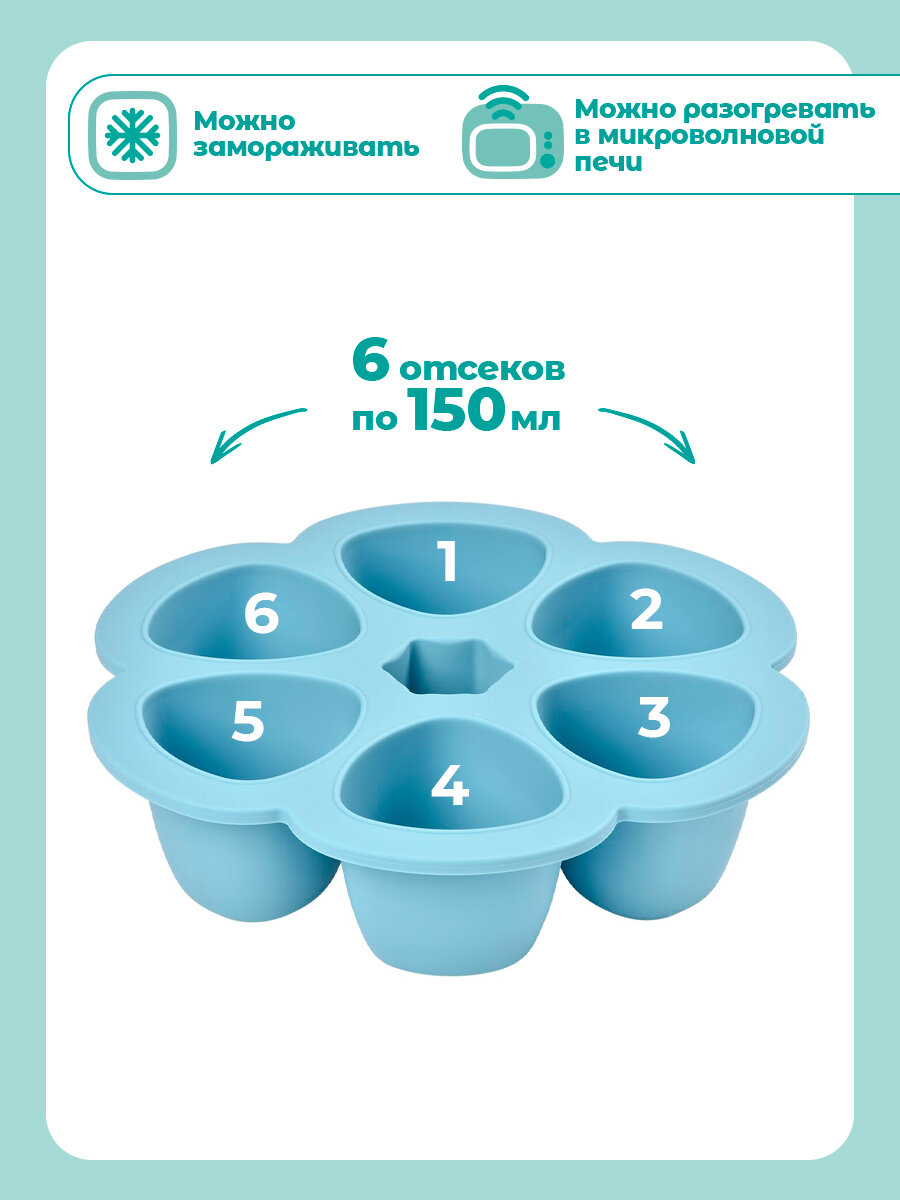 BEABA контейнер для детского питания - 6 отсеков по 90 мл, силиконовая форма
