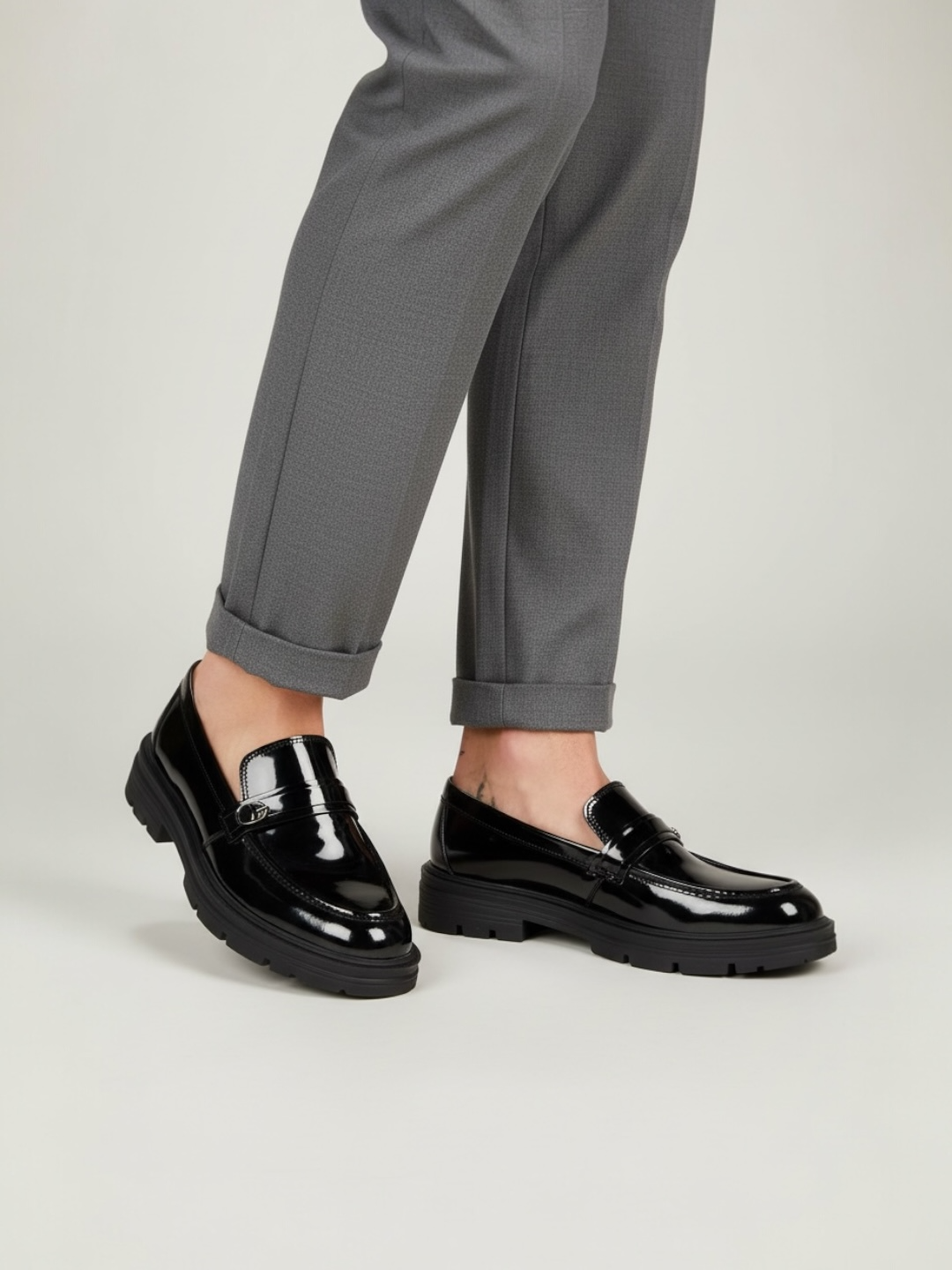 Мокасины  1, размер 42, черный лак