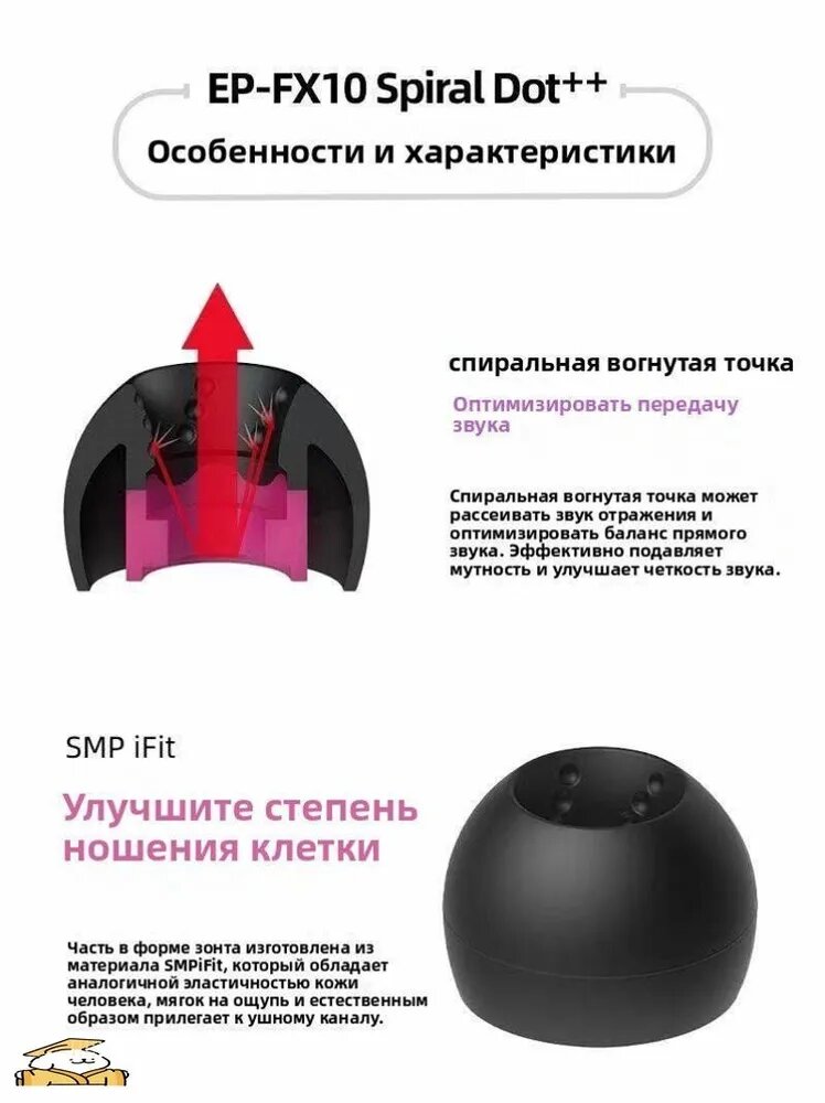 Амбушюры JVC Spiral Dot ++ EP-FX11 (1 пара S) для наушников, черные