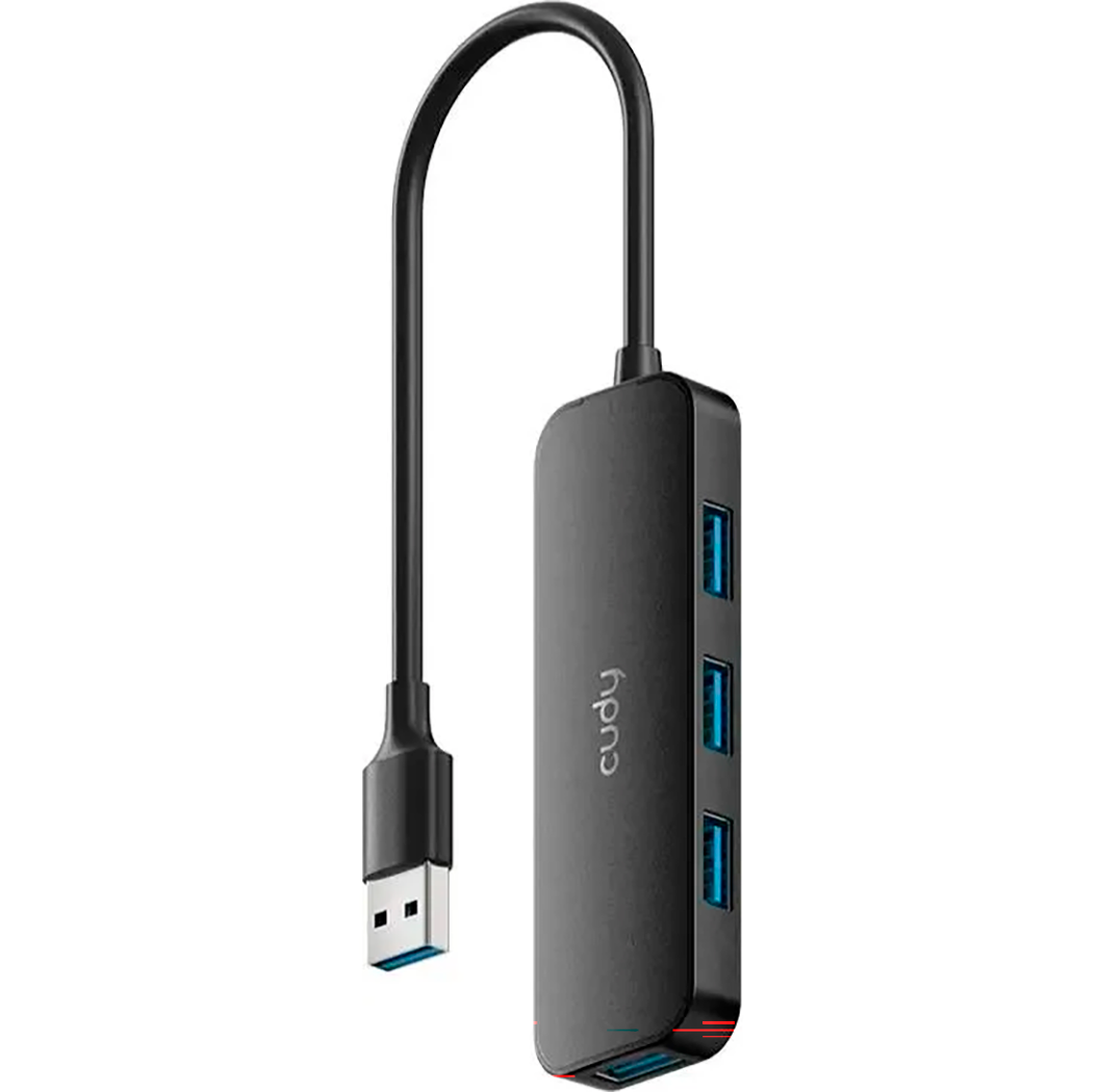 Концентратор Cudy UH40A, 4 порта USB-A 3.0 (5 Гбит/с), черный