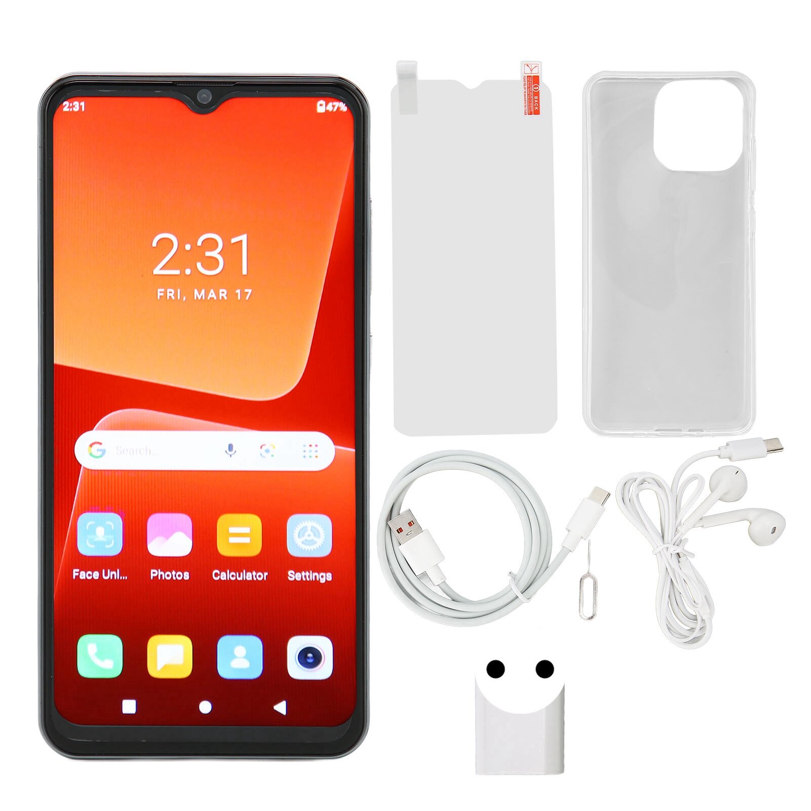 6.53дюймовый HD смартфон с 4G, 8 ГБ ОЗУ, 128 ГБ ПЗУ, 5G WiFi, распознаванием лица на Android 12