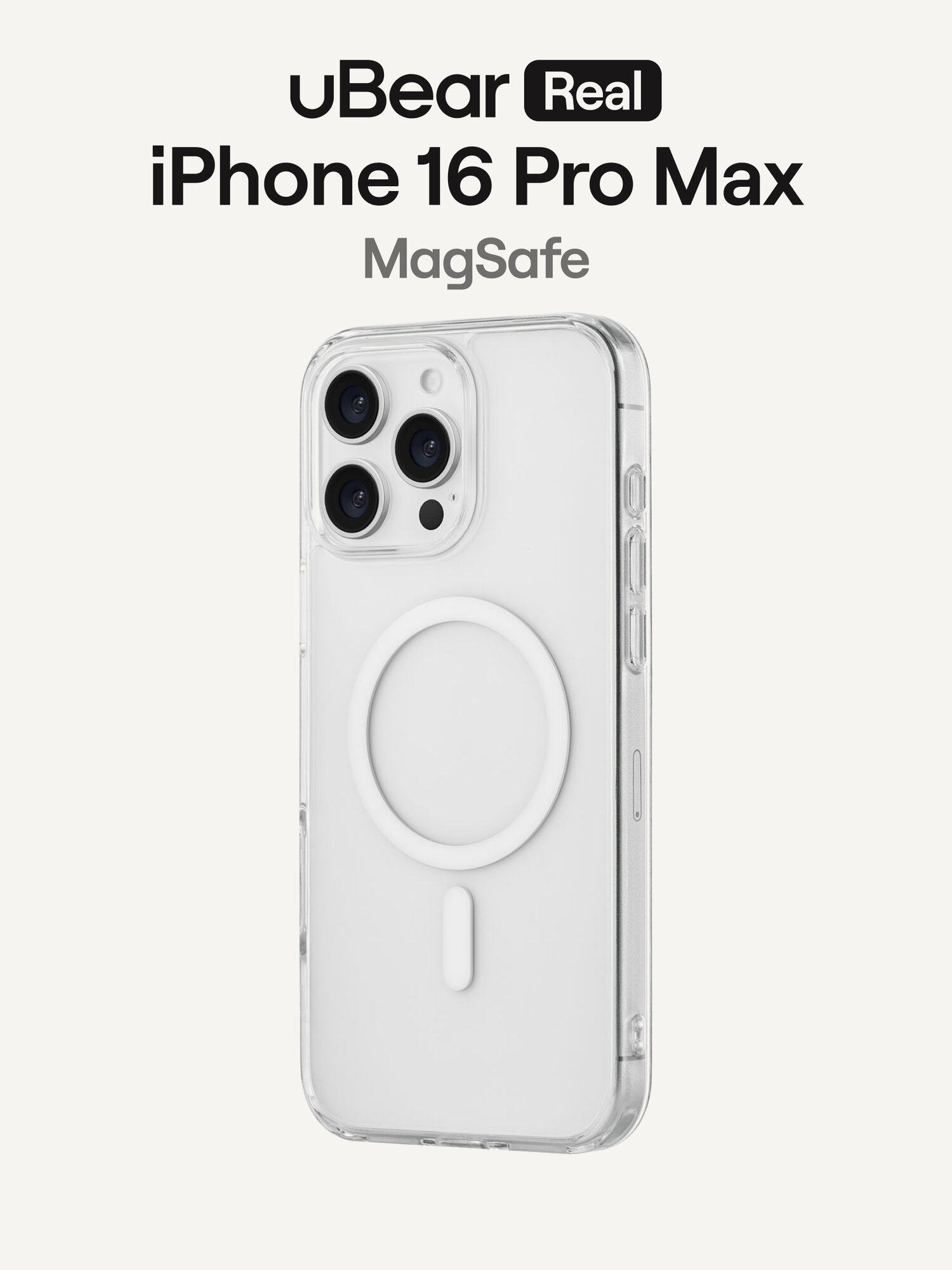 Чехол на iPhone 16 Pro Max uBear Real Mag Case, магнитный, усиленный прозрачный / Чехол на айфон 16 про макс