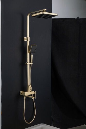 Изображение товара Душевая система со смесителем и тропическим душем Frap H91 F2491-3, латунь, цвет сатин золотой