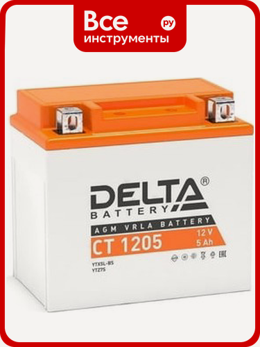 Изображение товара Аккумулятор Delta CT 1205, для мототехники, AGM, обратная полярность, 12В, 5Ач