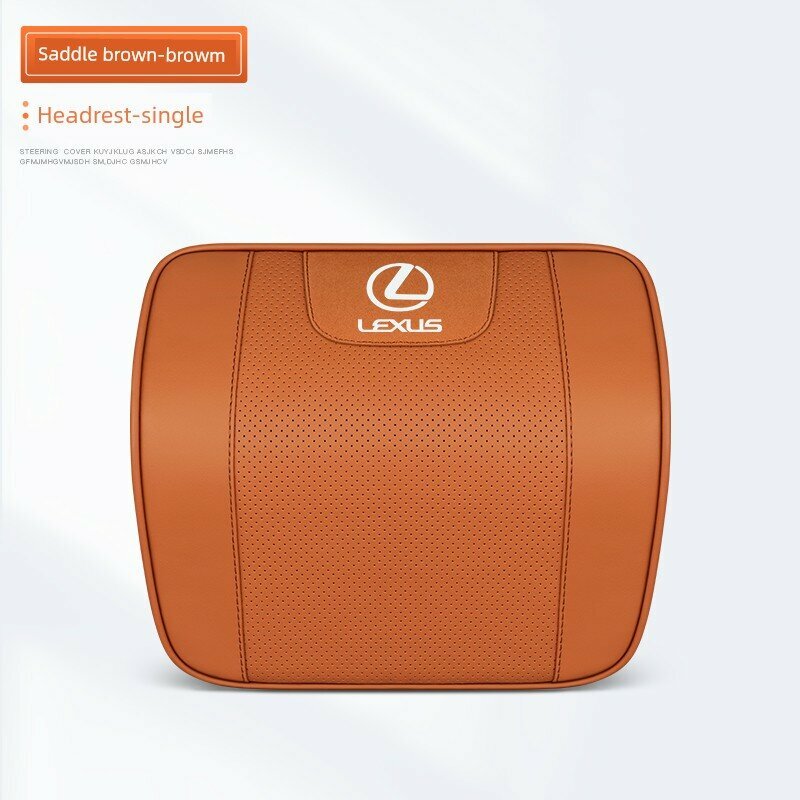 Lexus Branded Real Leather Memory Foam Headrest Pillow for ES200 RX300H NX260H UX260H - Single, Каштановый