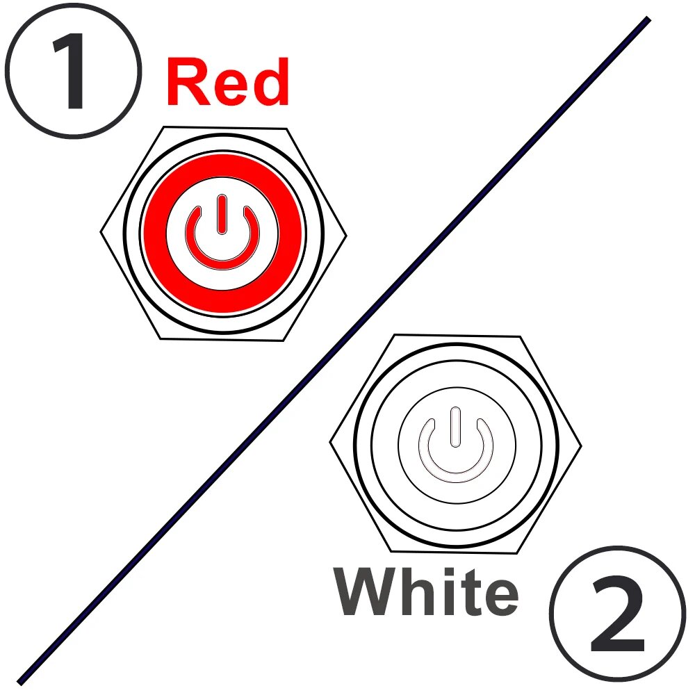 Переключатель LED 22 мм, Red/White
