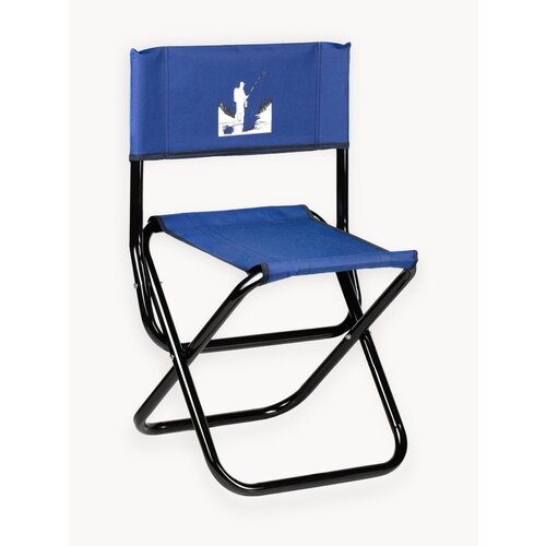 Стул туристический складной синий со спинкой FB-015 высокий удобный для пикника и дачи