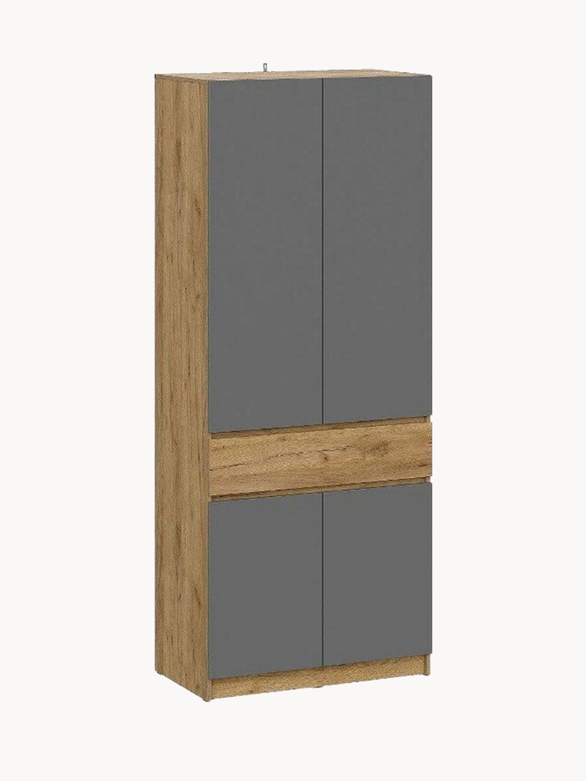 Распашной шкаф для одежды Анталья с ящиками, с полками, 90х50.6х221.6 см, Дуб Крафт золотой / Графит серый