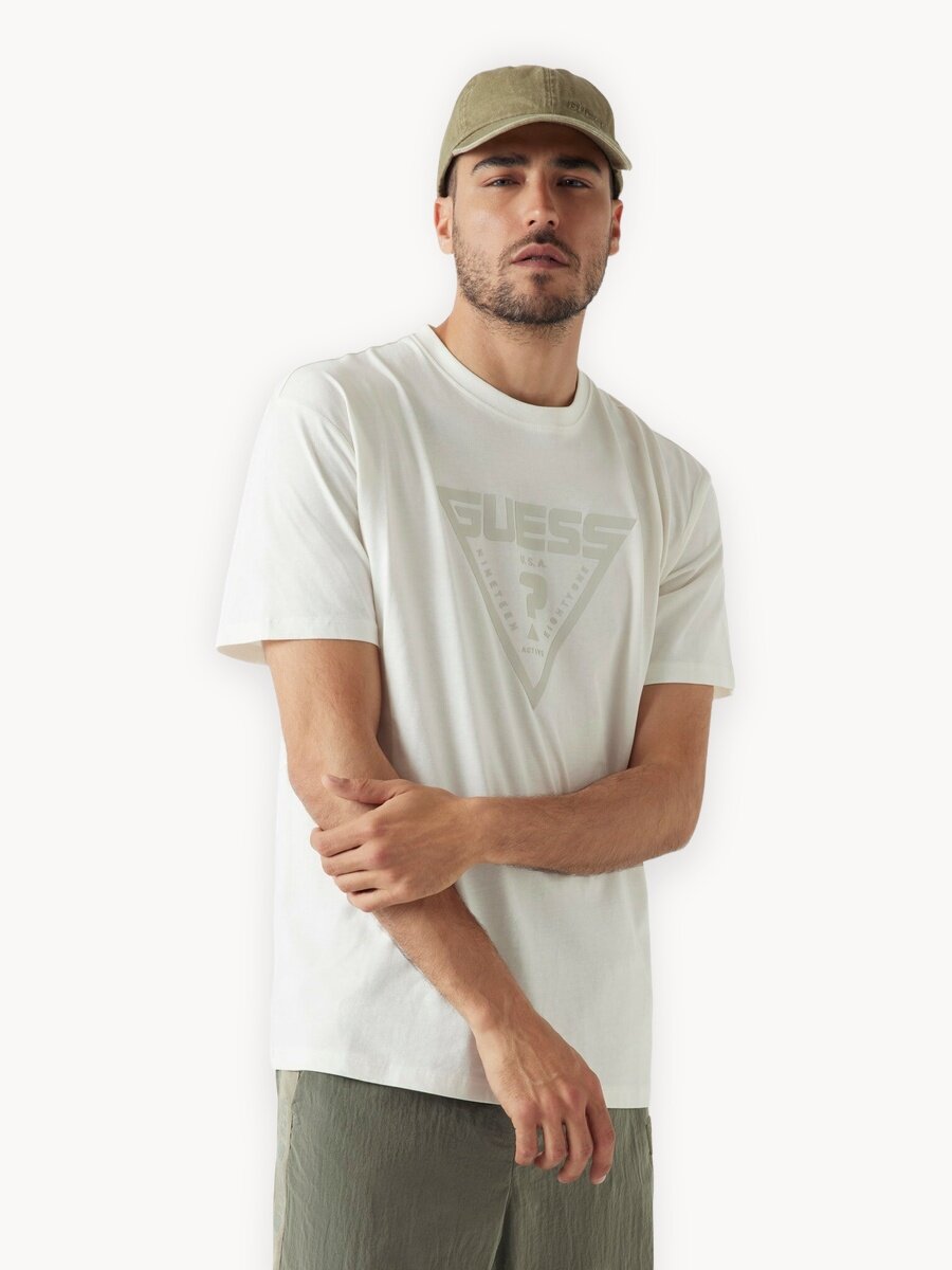 Футболка GUESS Azha CN Over T-shirt, размер 2XL, белый