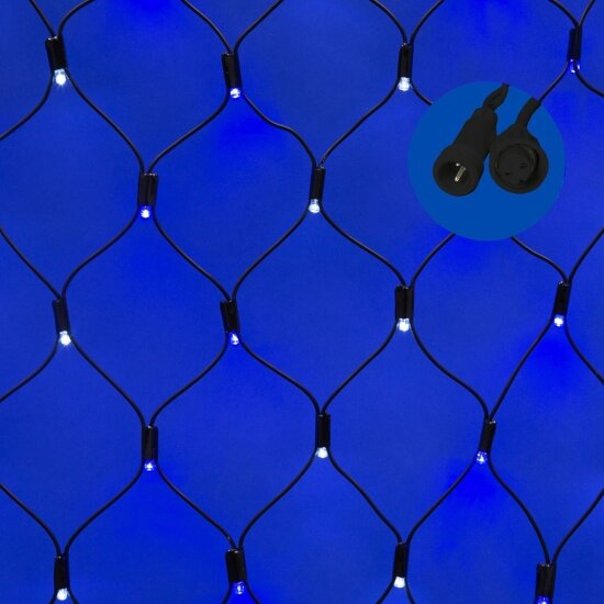 Сетка светодиодная со статическим свечением соединяемая Uniel 2х1,5м. 288 светодиодов. Бело-синий свет. Провод черный (UL-00005485)