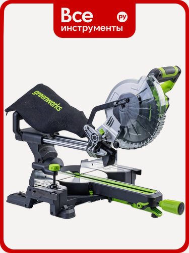 Изображение товара Торцовочная пила аккумуляторная GreenWorks GD24MS216, 24В, б/щет, 4800 об/мин, 216x30 мм, рез 65х310 мм, протяжка, без АКБ и ЗУ 1501707