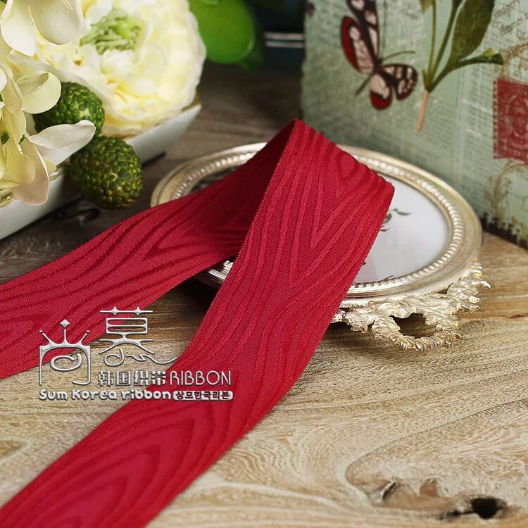 Двусторонние репчатые ленты для декорирования top ribbon Красный, 14, 38mm 5yards