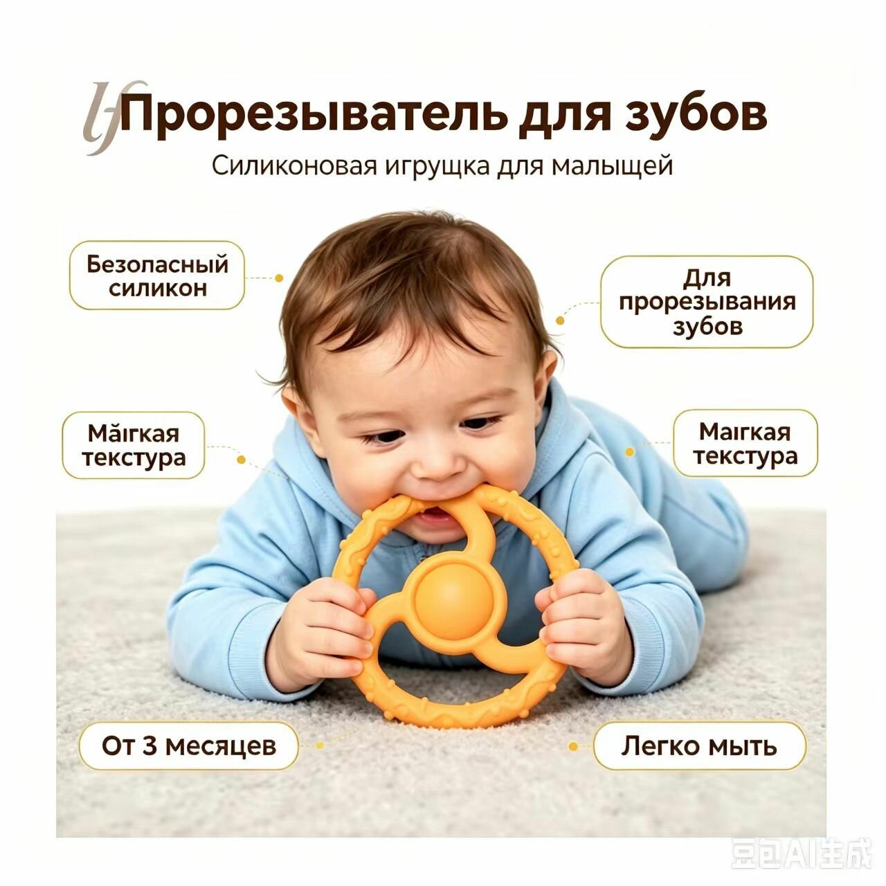 Силиконовый прорезыватель-руль со звуком