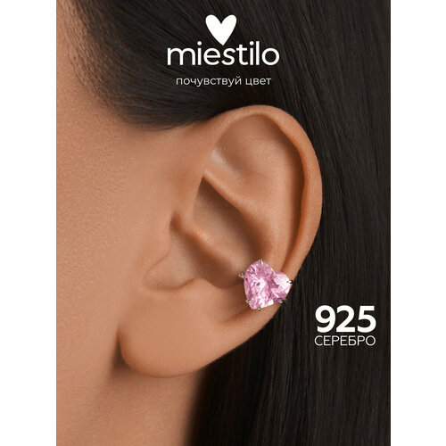 фото Кафф miestilo, серебро, 925 проба, родирование, фианит, размер 14 мм, длина 1.4 см, , silver