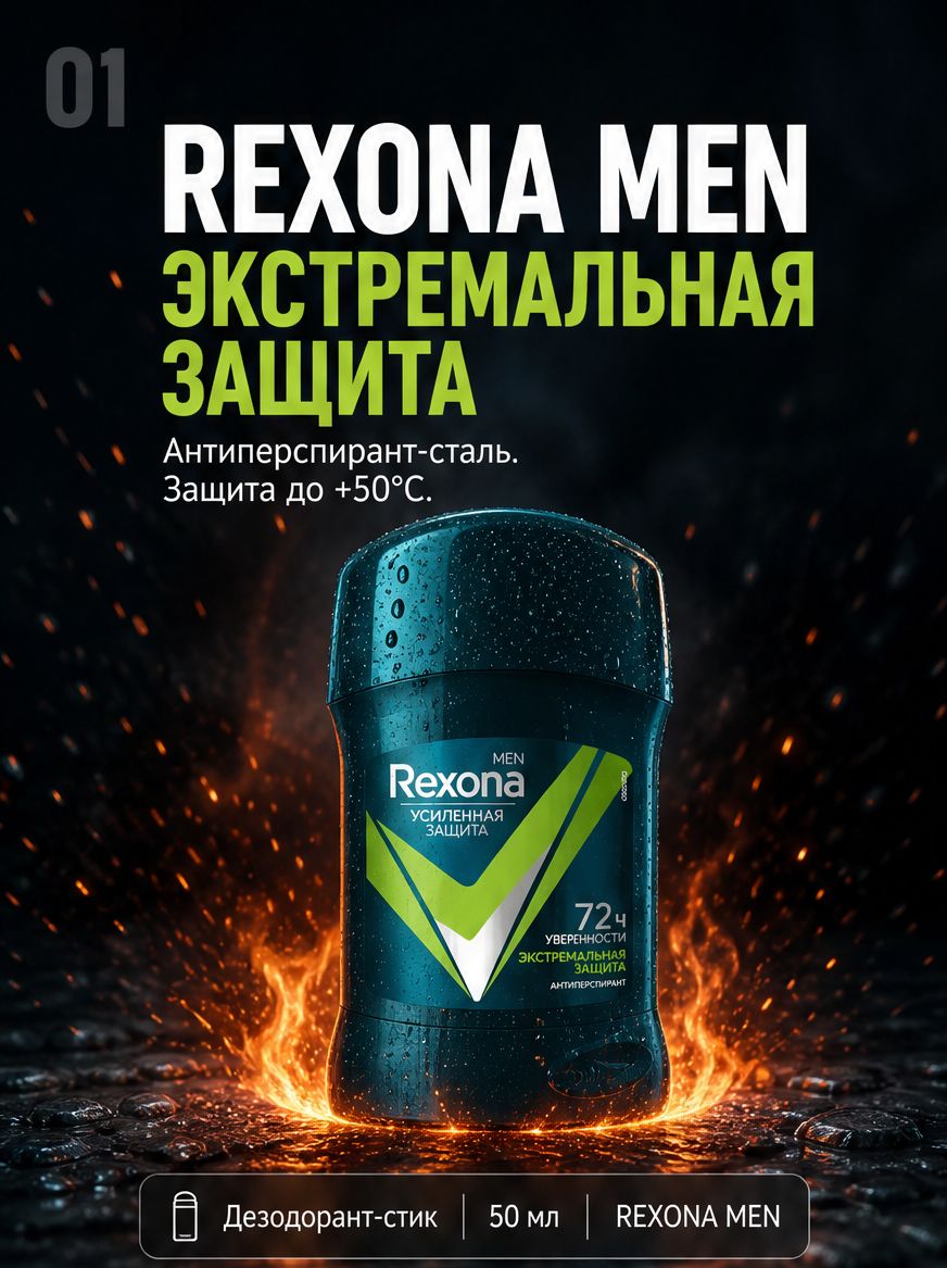 Стик-дезодорант Rexona Men Экстремальная защита 50мл