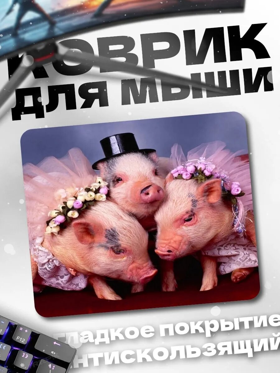 Коврик для мыши Свадебные поросята