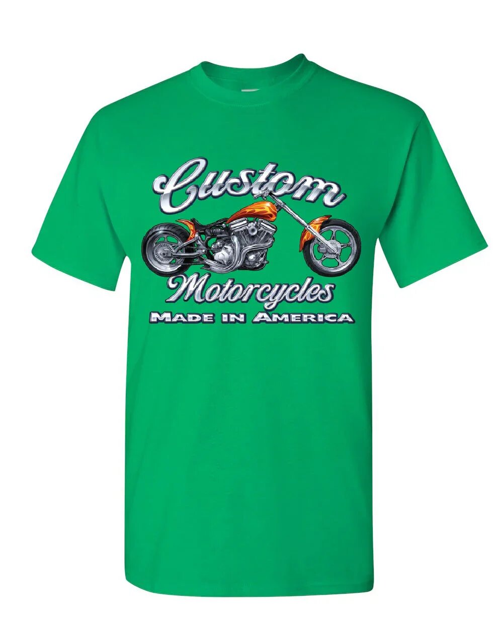 Мужская футболка Custom Motorcycles Biker Chopper зеленый