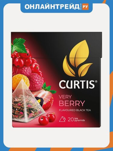 Изображение товара Чай Curtis черный в пирамидках "Very Berry" 20 пирамидок с кусочками ягод и лепестками цветов фруктовый