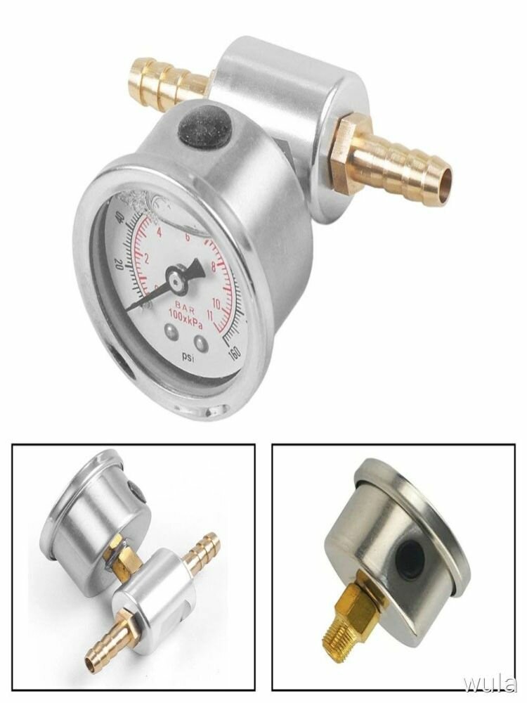 Манометр давления топлива 0-11 бар, 0-160 psi, металлический, для автомобиля, с двумя шлангами