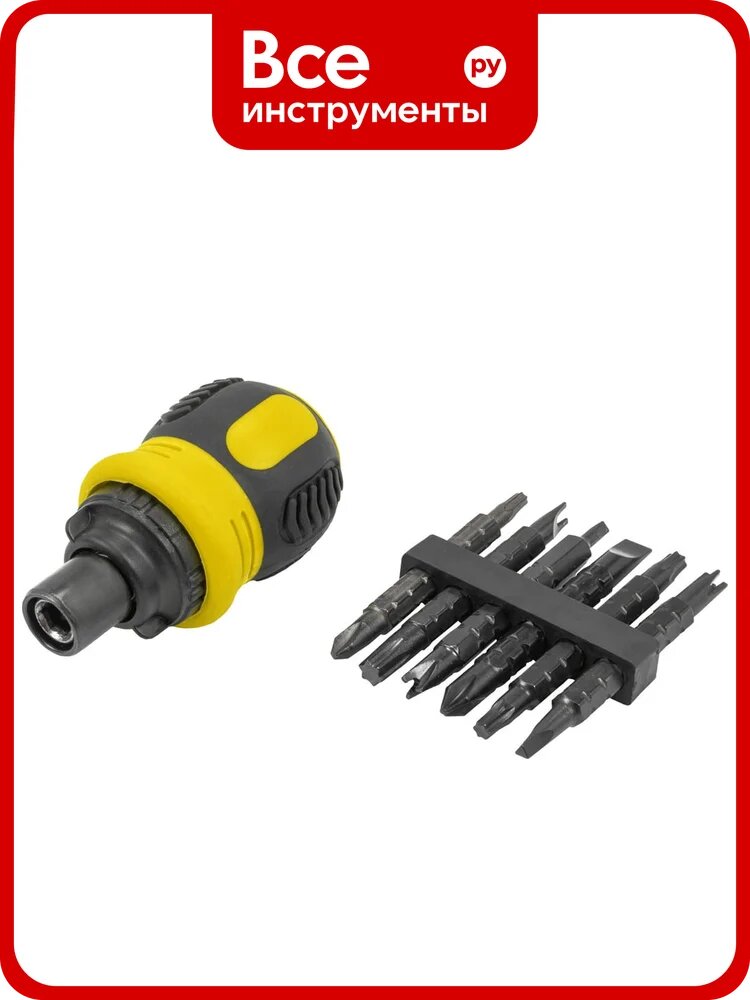 Отвертка реверсивная WMC TOOLS с двухкомпонентной рукояткой, стальной стержень, набор битов из закалённой стали