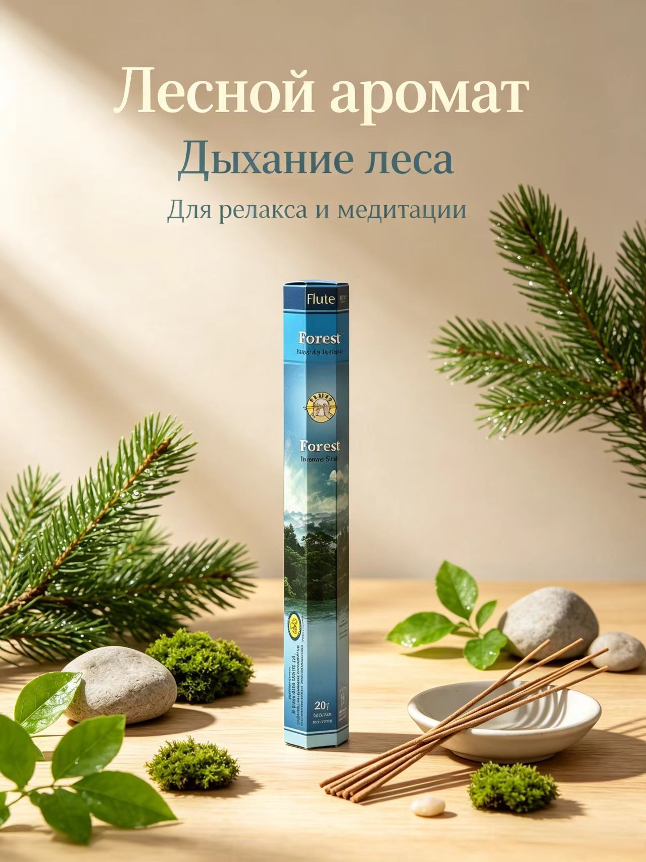 Ароматические палочки Лес , древесно-травянистый аромат, благовония для дома, 20 штук