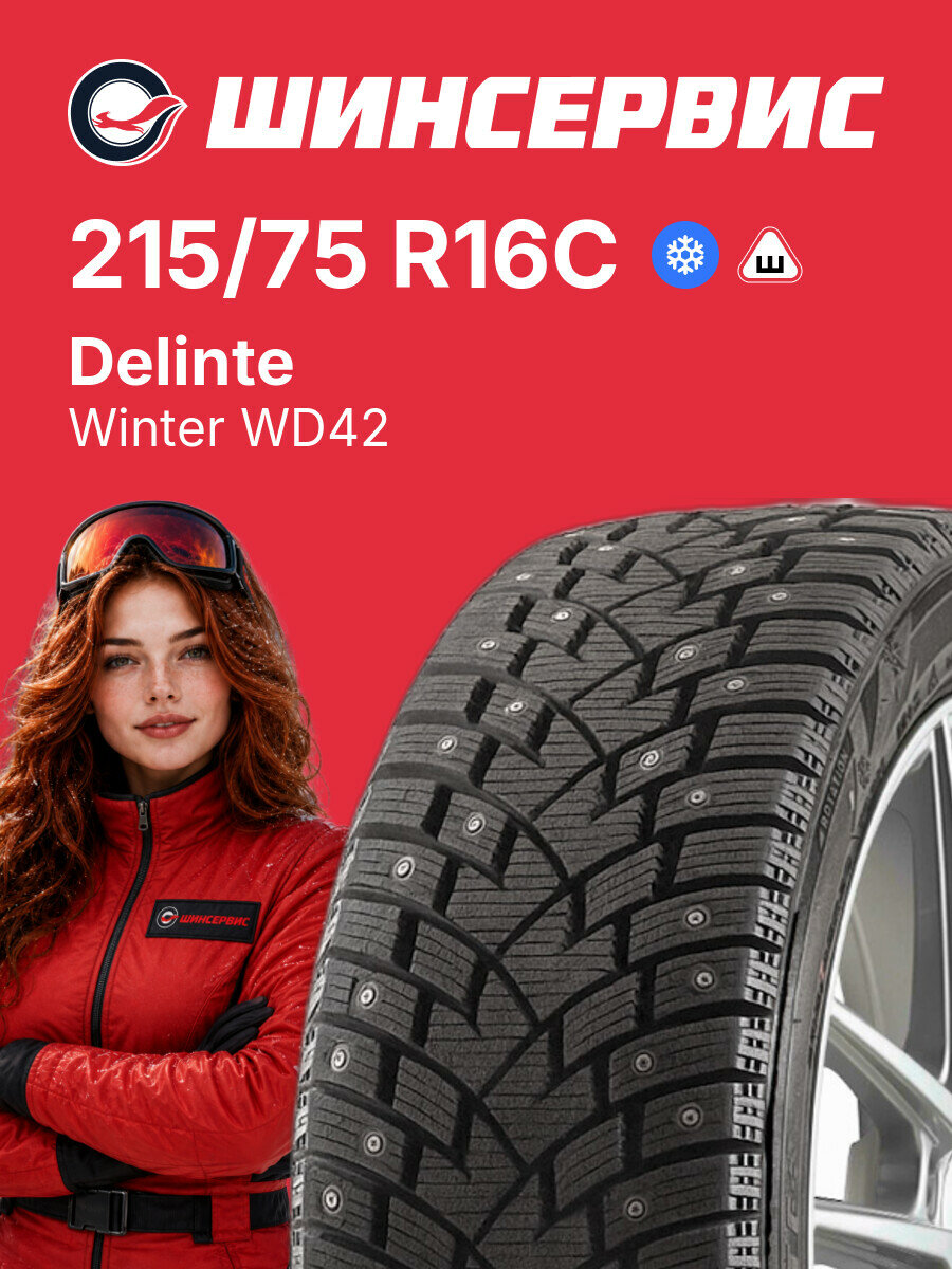 Зимняя шипованная шина Delinte Winter WD42 215/75 R16C 116/114 R, зимняя автомобильная резина