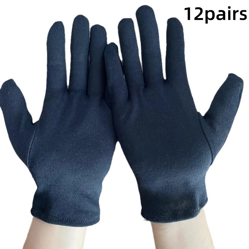 Черные хлопковые рабочие перчатки Синий, L, Black 12Pairs