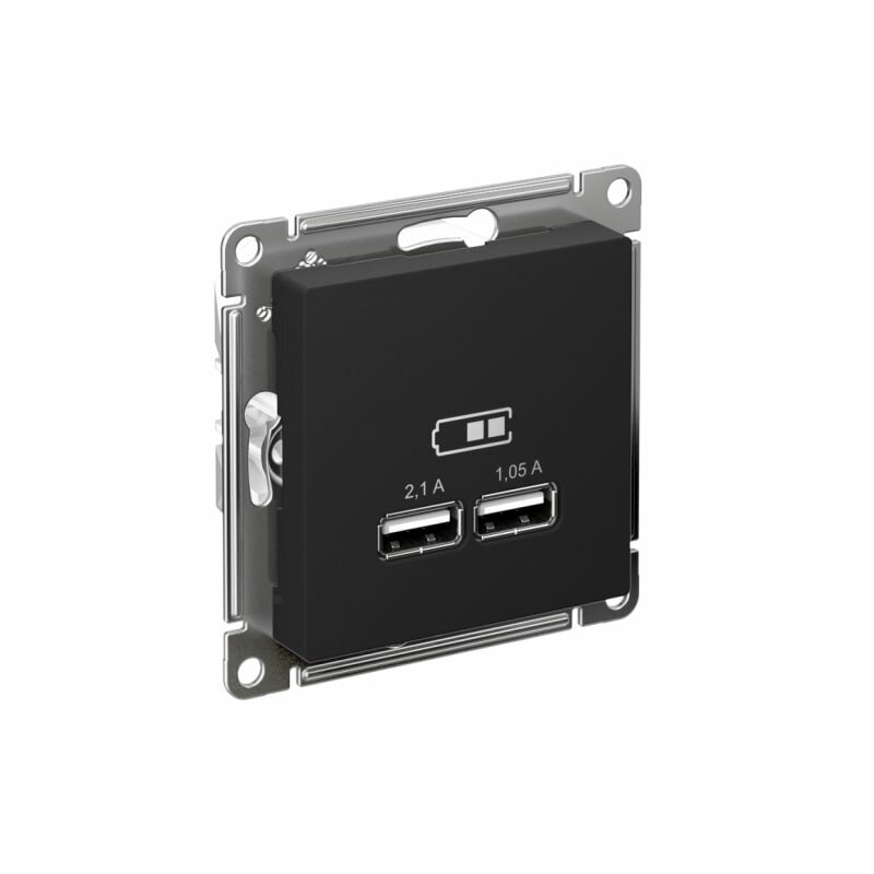 Розетка USB AtlasDesign тип A+A 5В 1х2.1А 2х1.05А механизм карбон SE ATN001033