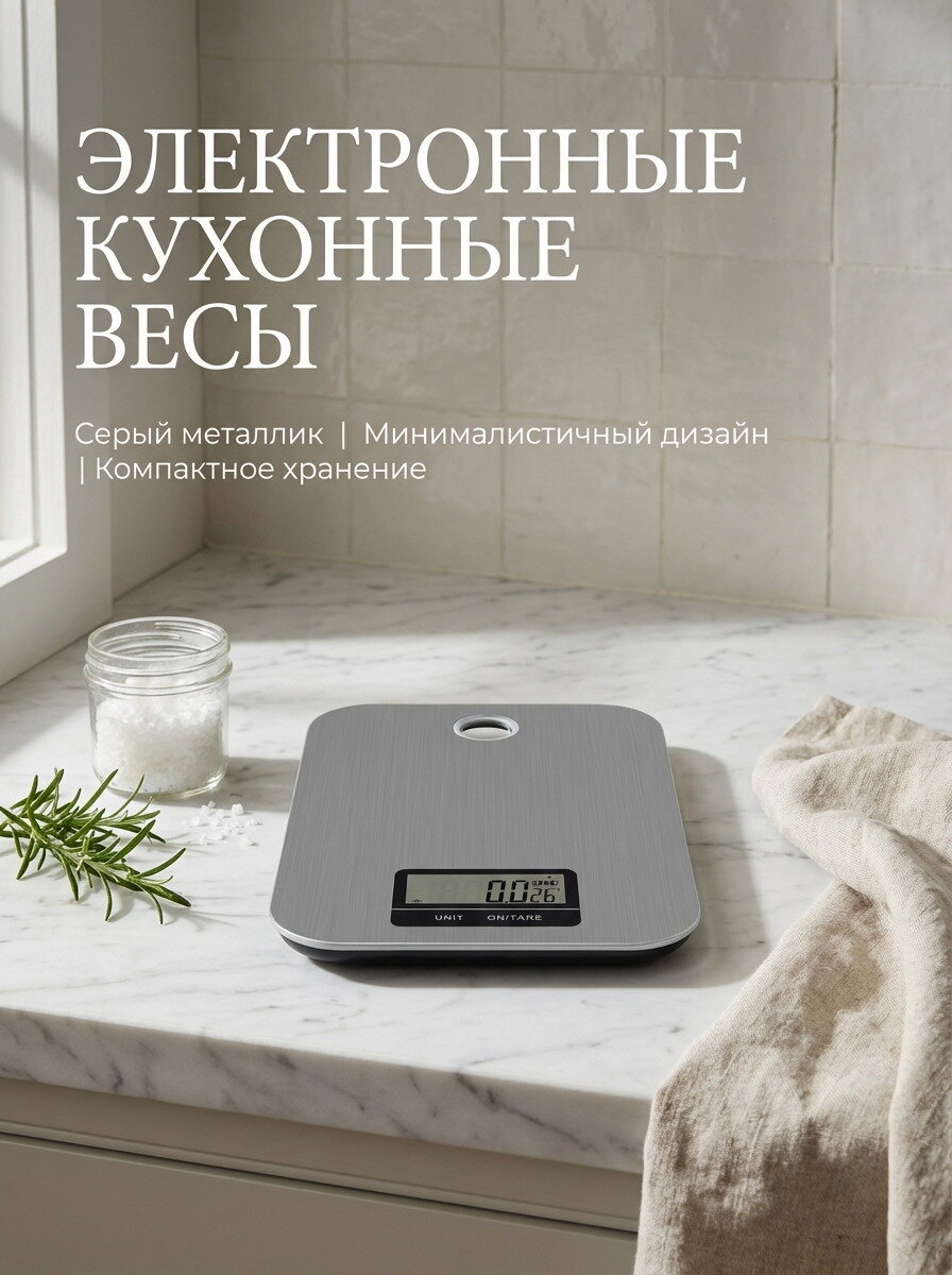 Электронные кухонные весы, белый, 1шт