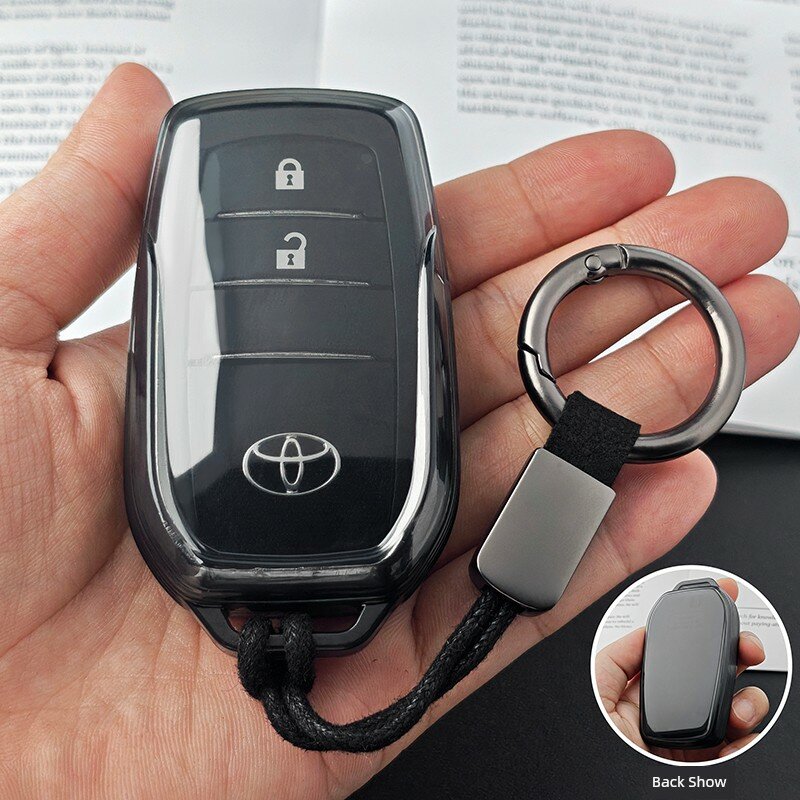 Чехол для ключа Toyota RAV4 2024-2026 с прозрачным TPU и кольцевым шнуром для защиты ключа
