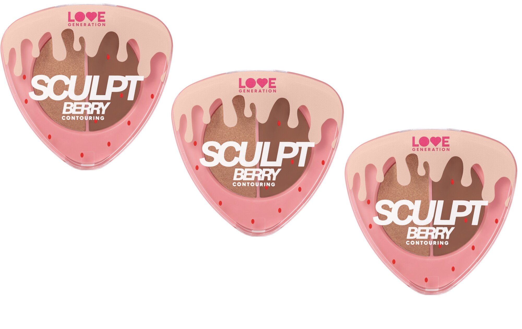 Палетка для контуринга лица Love Generation Contouring Face Palette "SculptBerry" тон 01 3шт