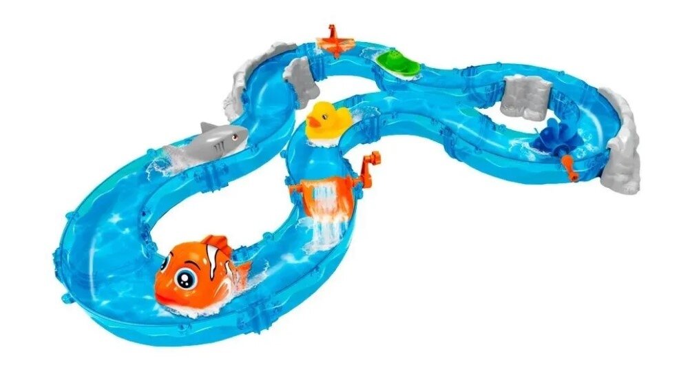 Конструктор Tengleader Ocean Track Park, водяной трек 74 детали, с рыбками и уточкой