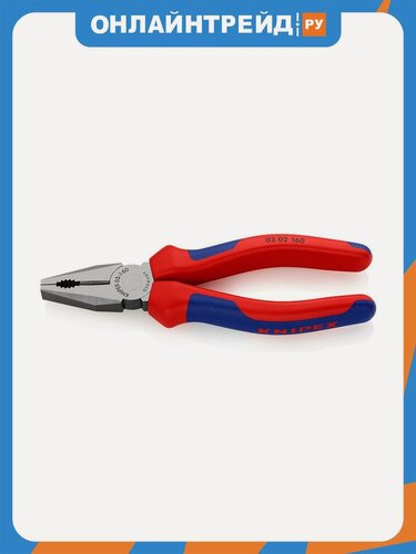 Изображение товара Плоскогубцы комбинированные Knipex 0302160SB с двухкомпонентными рукоятками фосфатированные, черного цвета 160 mm