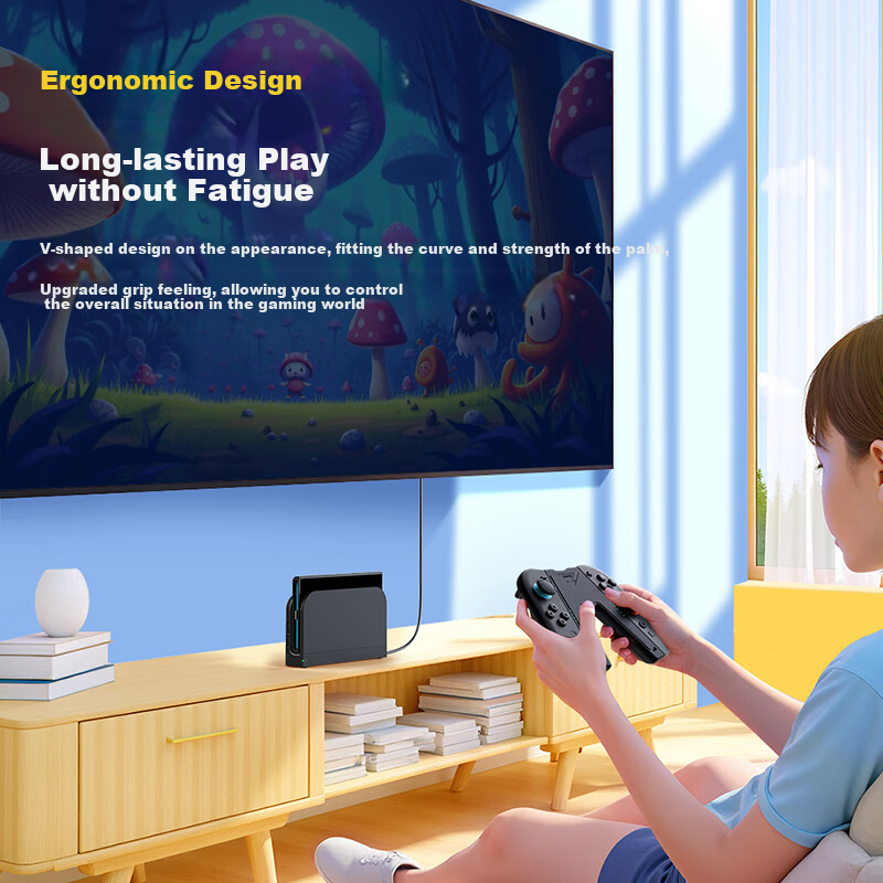 Магнитный зарядный грип Jemdo для контроллера Nintendo Switch 2 совместим с Joy-Con ручной режим без снятия чехла