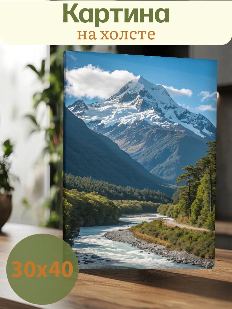 Картина 30х40 Природа Река Эстетика Пейзаж Зелень Закат