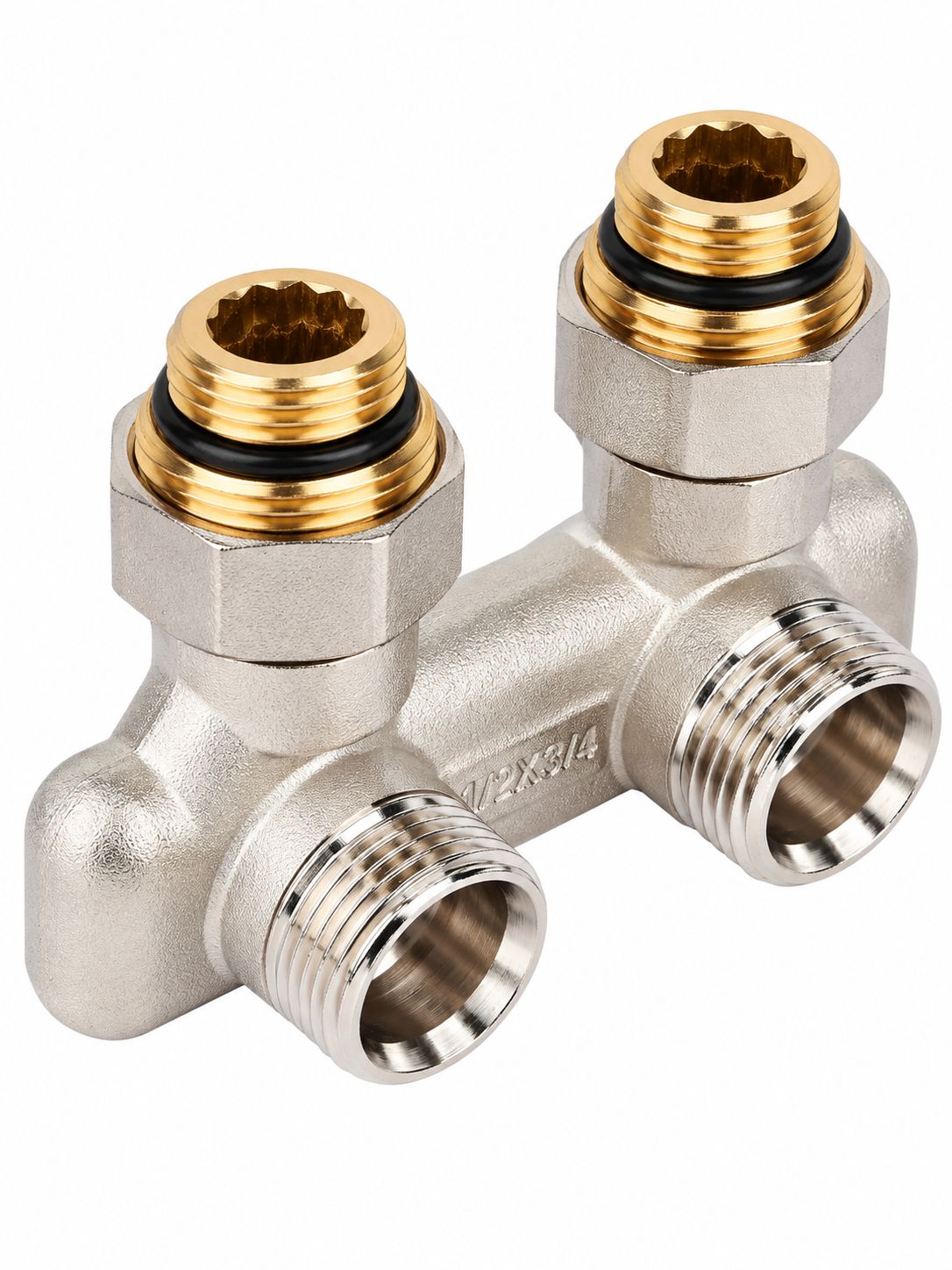 Узел угловой перекрёстный TIM 1/2" 3/4" наружная резьба