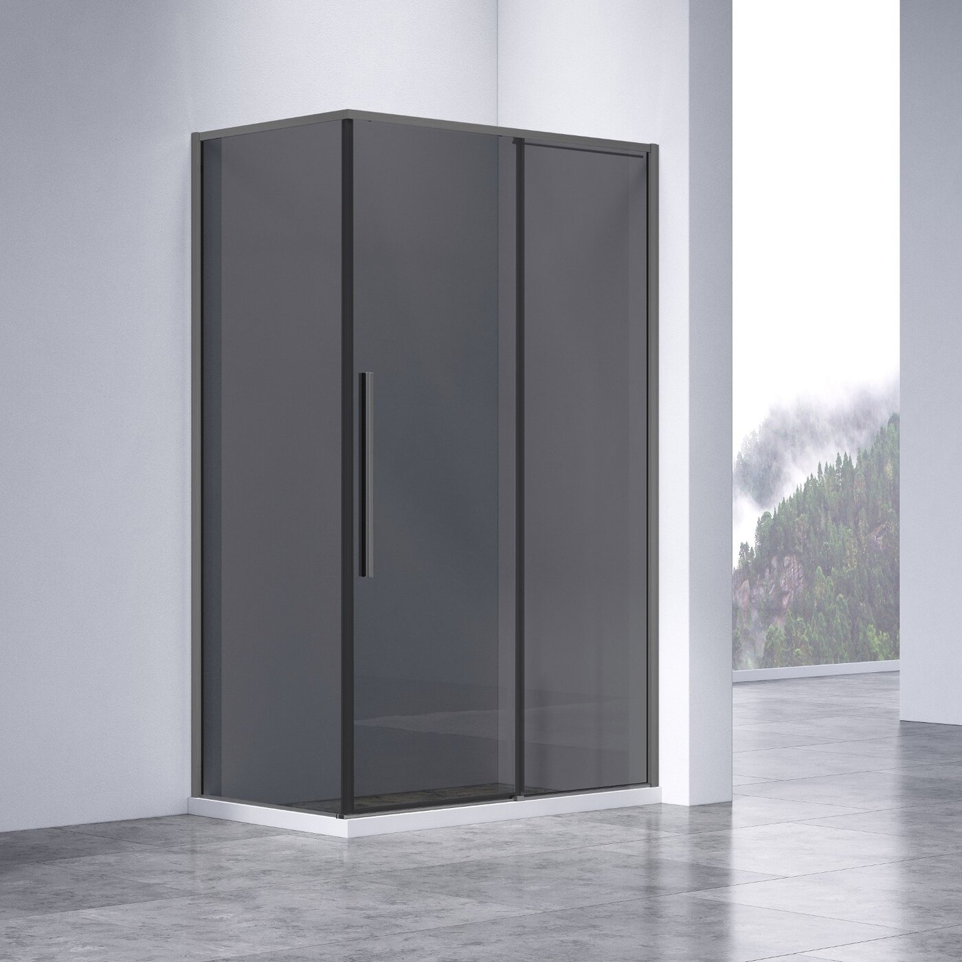 Душевой уголок Vincea Slim-N 140х90 VSR-4SN9014CGGM вороненая сталь