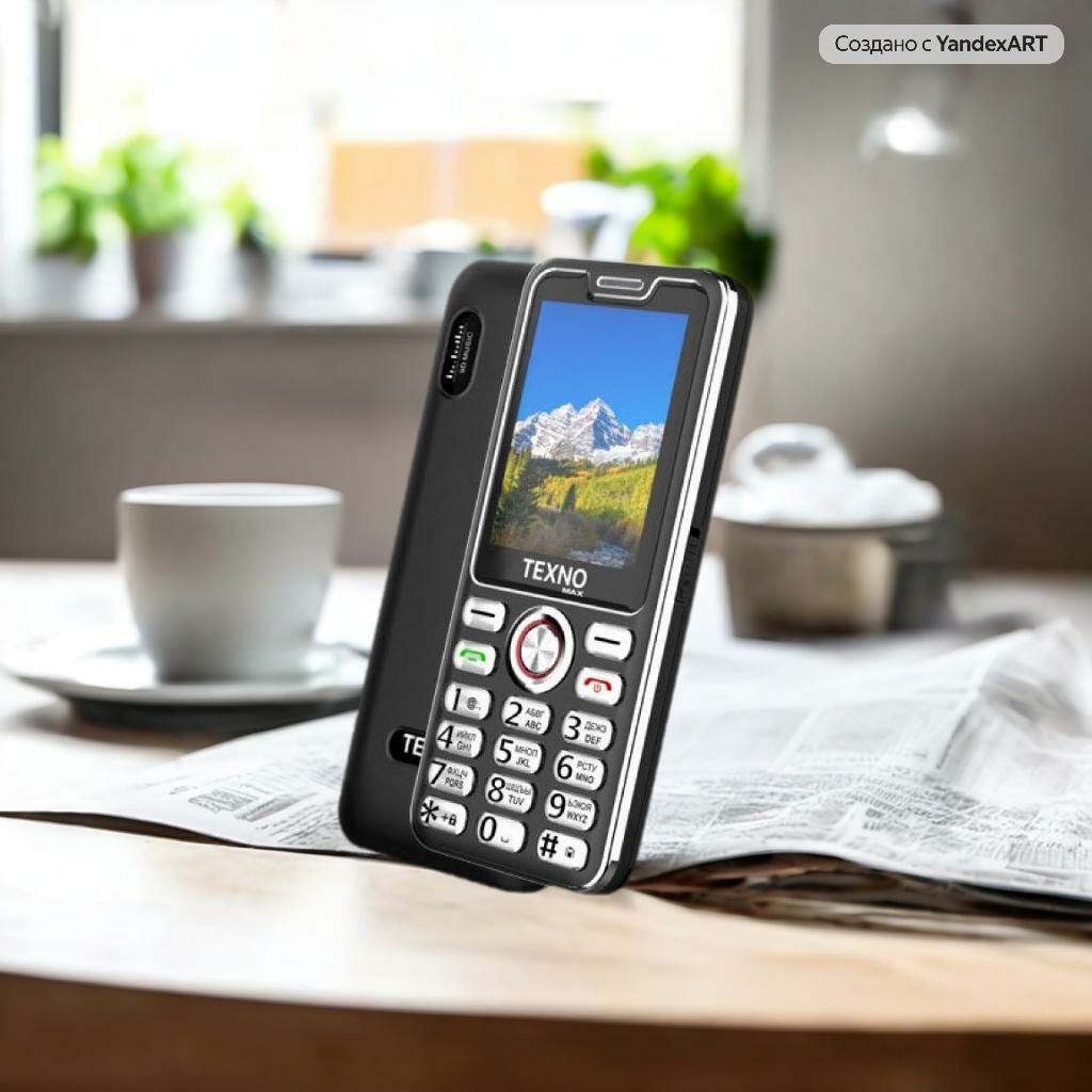 Texno Max 025 кнопочный телефон, два сим, фонарик, FM радио, черный