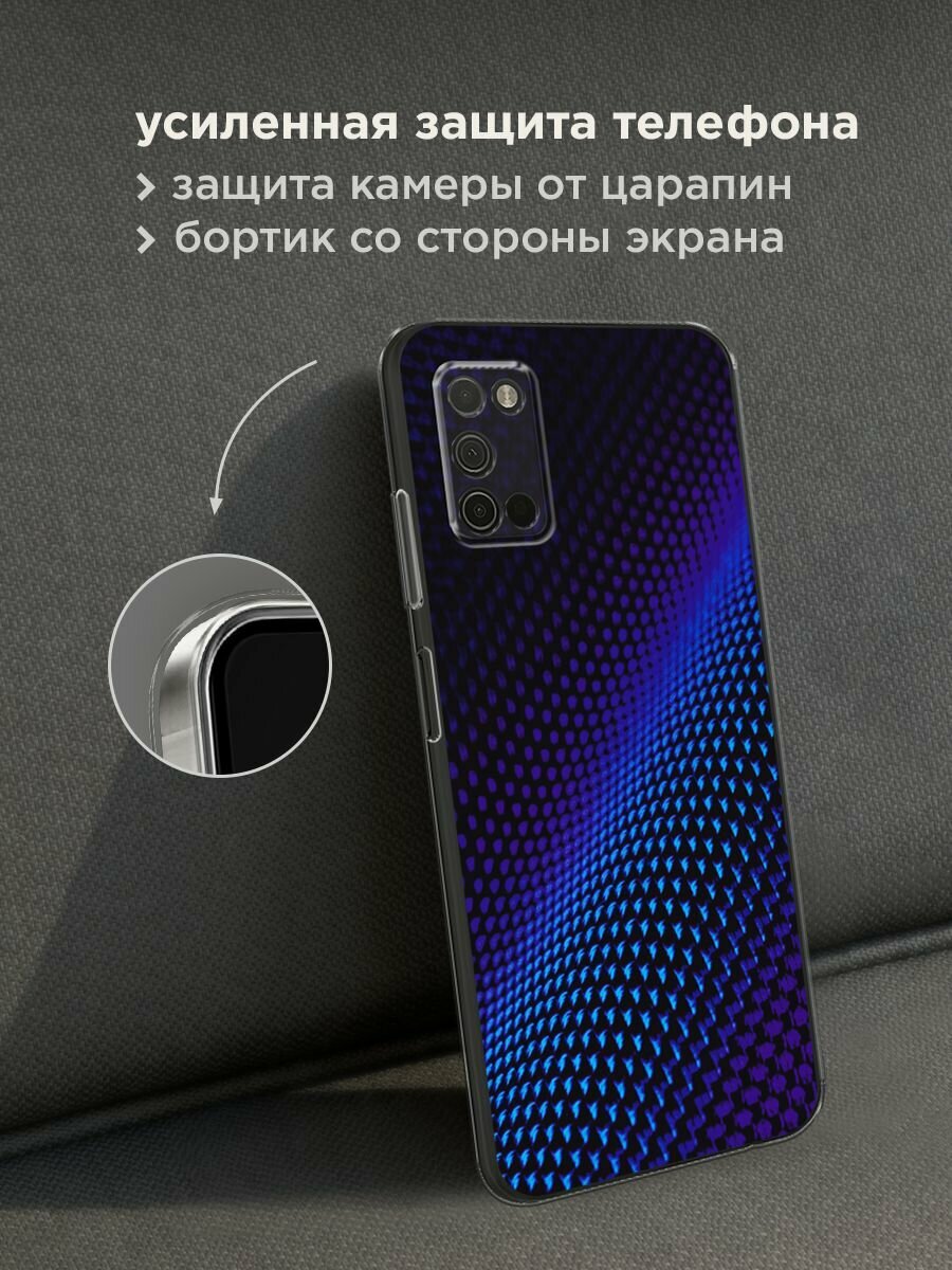 Чехол на Samsung Galaxy A03S / Самсунг Галакси A03S с принтом "Синий карбон" — фото 1