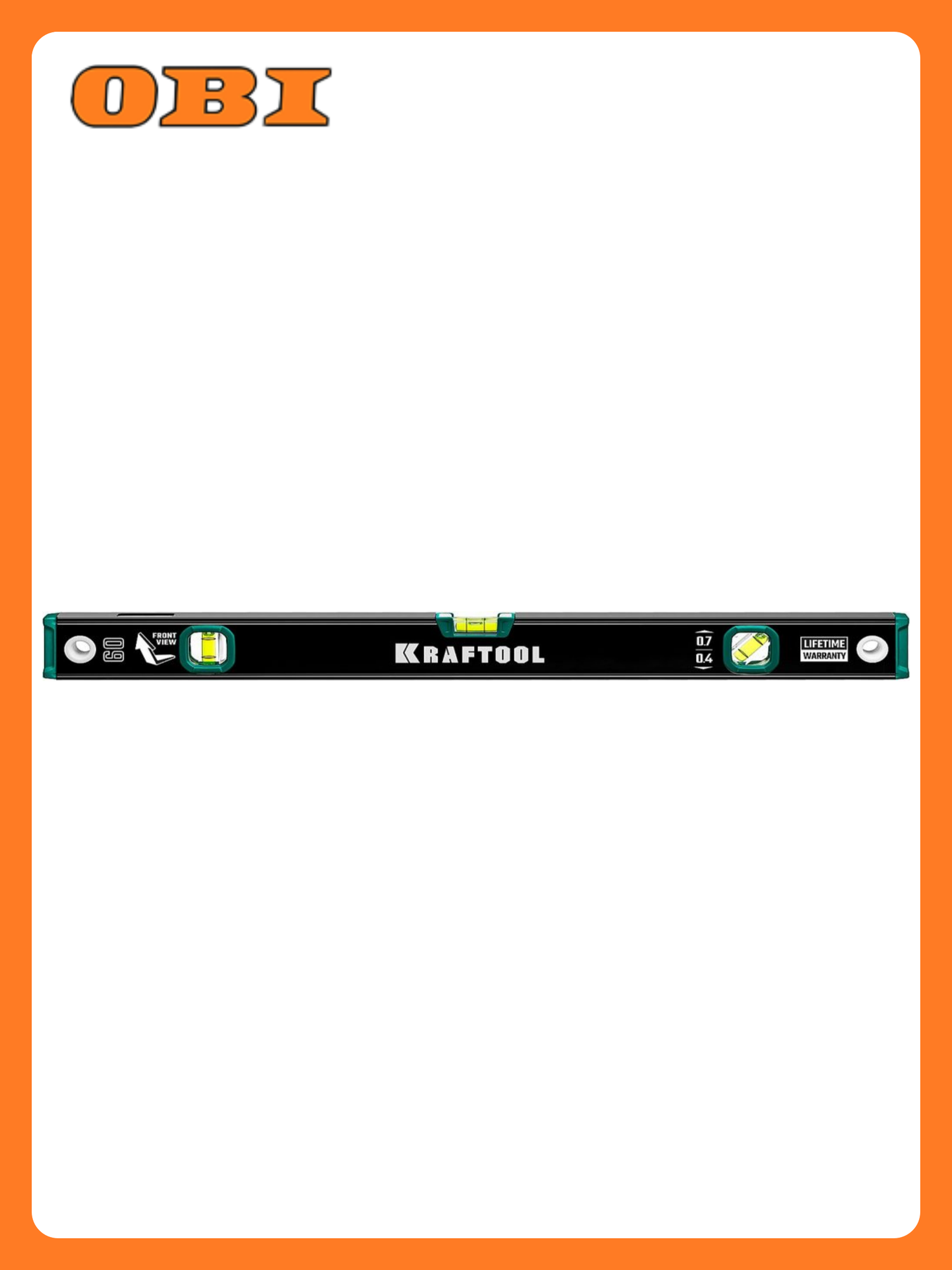 Уровень Kraftool коробчатый фрезерованная грань зеркальный глазок 60 см