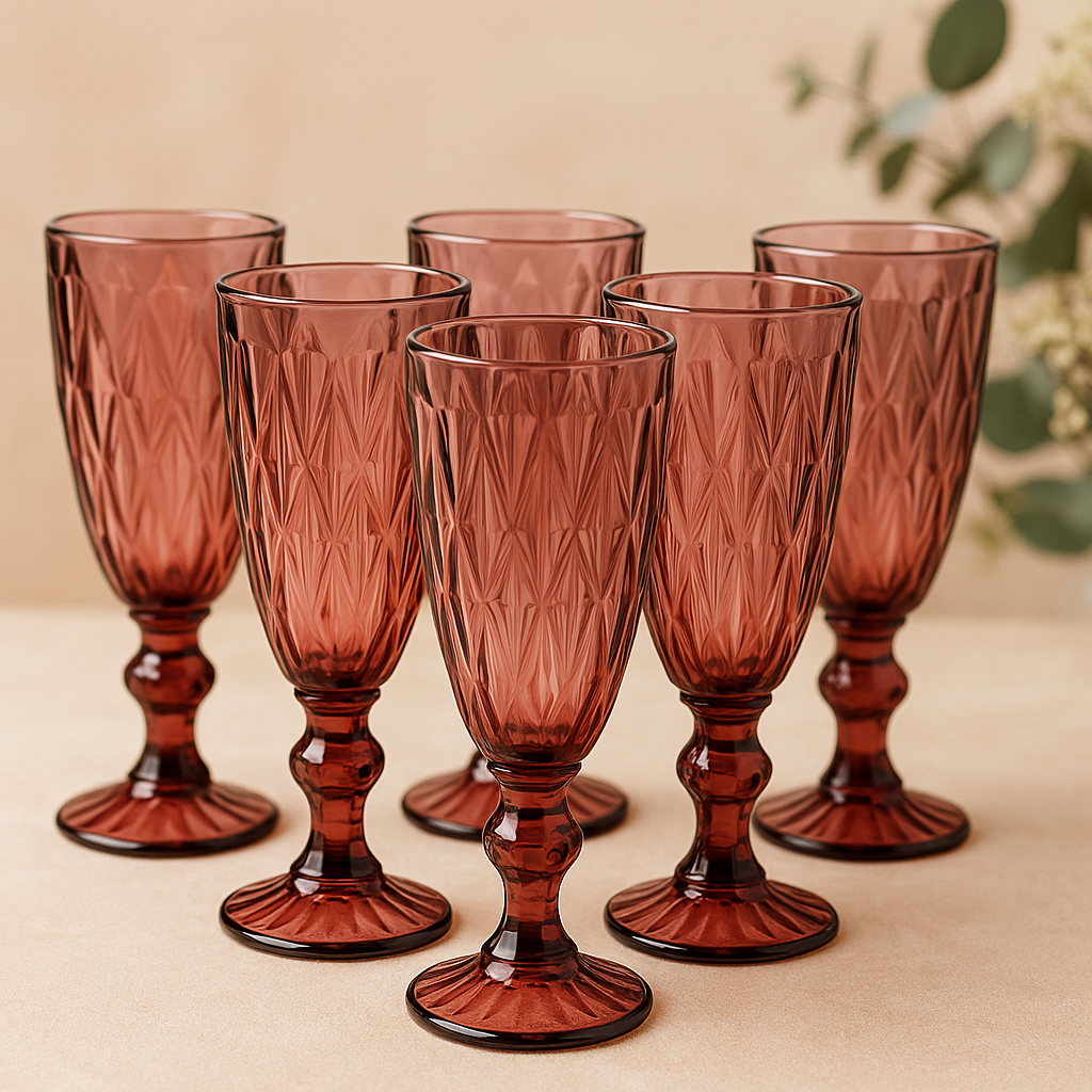 Набор фужеров, 6 штук, Glass ware 790. Стеклянный фужер сделано в Китай. Цвет тёмный красный.